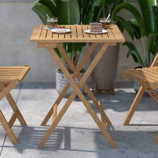 Flash Furniture 24" Square Natural Acacia Wood Folding Patio Table THB-T6060-NAT-GG